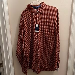 Orange/Brown plaid button down